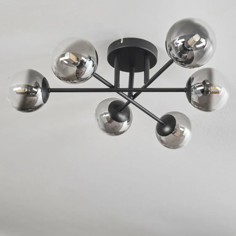 Plafonnier - Verre 10 cm Chehalis Clair, Fumé, 6 lumières