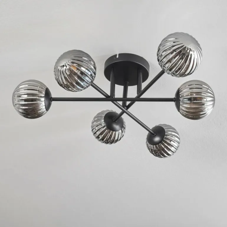 Plafonnier - Verre 10 cm Chehalis Fumé, 6 lumières