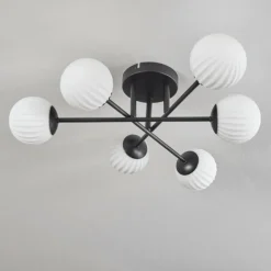 Plafonnier - Verre 10 cm Chehalis Blanc, 6 lumières