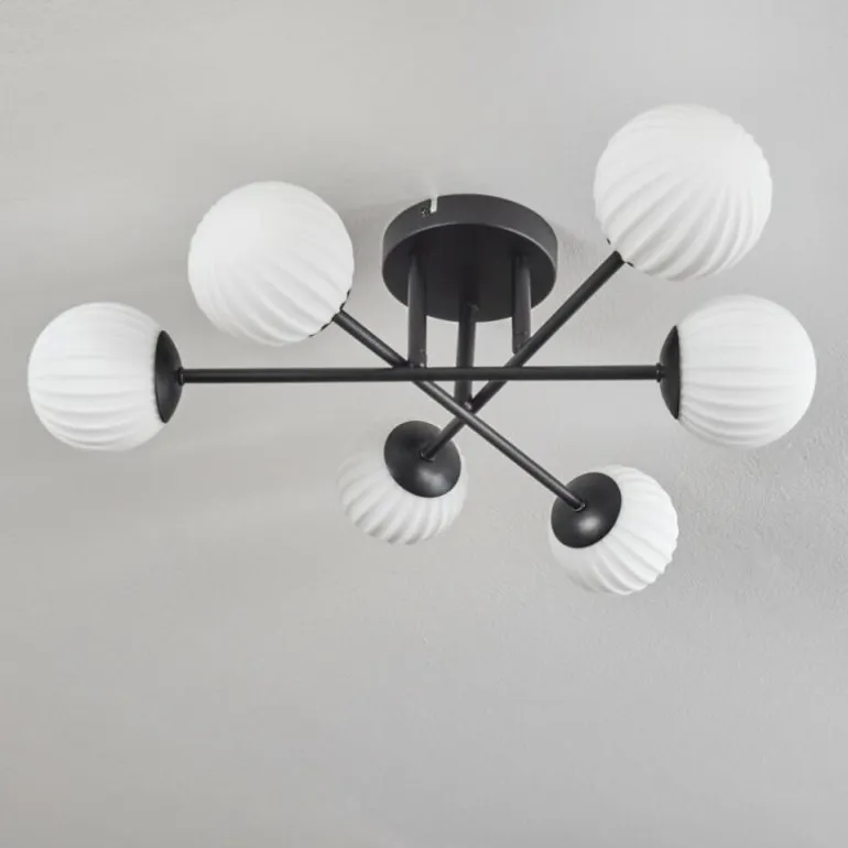 Plafonnier - Verre 10 cm Chehalis Blanc, 6 lumières