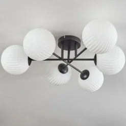 Plafonnier - Verre 15 cm Chehalis Blanc, 6 lumières