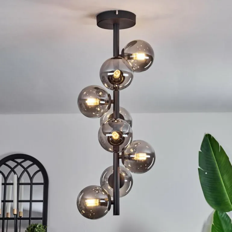 Plafonnier - Verre 10 cm Chehalis Fumé, 8 lumières