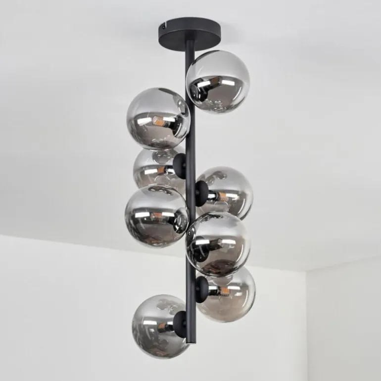 Plafonnier - Verre 12 cm Chehalis Fumé, 8 lumières