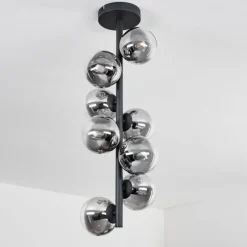 Plafonnier - Verre 10 cm Chehalis Clair, Fumé, 8 lumières
