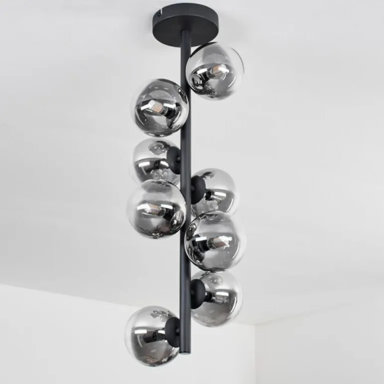 Plafonnier - Verre 10 cm Chehalis Clair, Fumé, 8 lumières