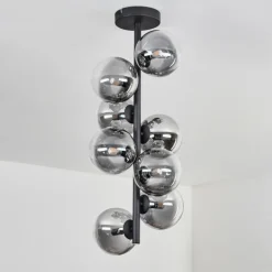 Plafonnier - Verre 12 cm Chehalis Clair, Fumé, 8 lumières