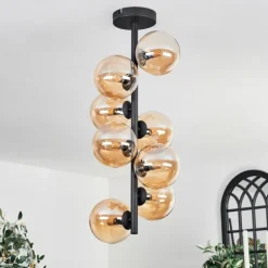 Plafonnier - Verre 12 cm Chehalis Ambre, 8 lumières
