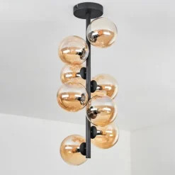 Plafonnier - Verre 12 cm Chehalis Ambre, 8 lumières