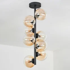 Plafonnier - Verre 12 cm Chehalis Ambre, Clair, 8 lumières