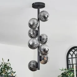 Plafonnier - Verre 10 cm Chehalis Fumé, 8 lumières