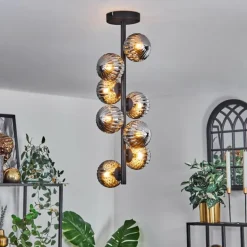 Plafonnier - Verre 10 cm Chehalis Fumé, 8 lumières