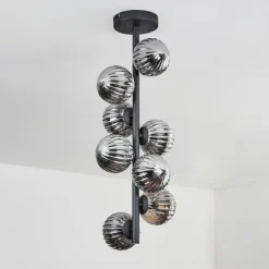 Plafonnier - Verre 10 cm Chehalis Fumé, 8 lumières