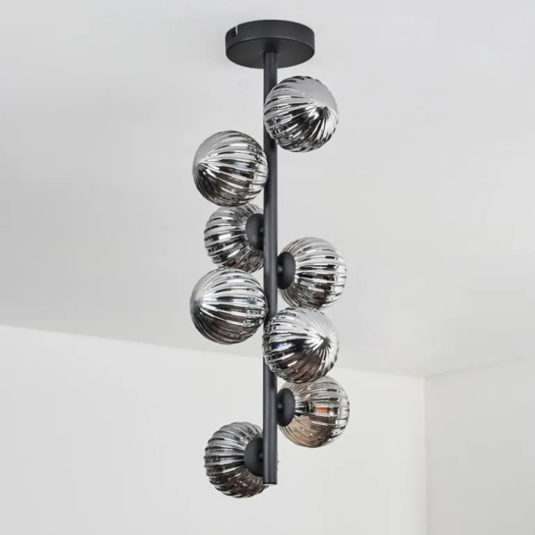 Plafonnier - Verre 10 cm Chehalis Fumé, 8 lumières