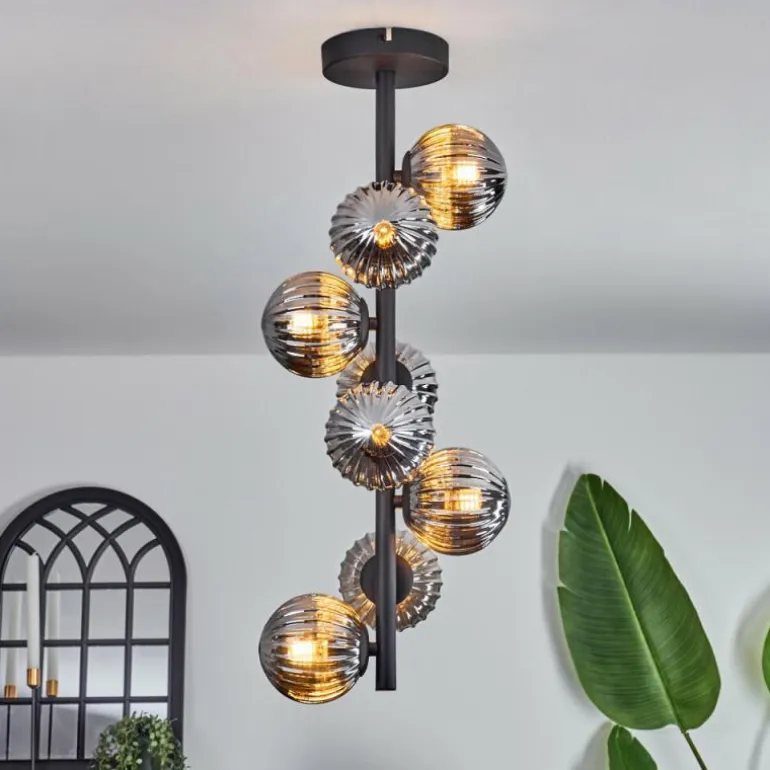 Plafonnier - Verre 10 cm Chehalis Fumé, 8 lumières