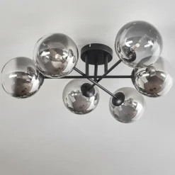 Plafonnier - Verre 15 cm Chehalis Clair, Fumé, 6 lumières