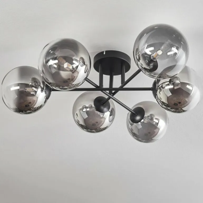 Plafonnier - Verre 15 cm Chehalis Clair, Fumé, 6 lumières