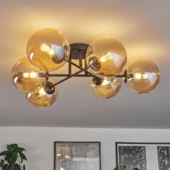 Plafonnier - Verre 15 cm Chehalis Ambre, 6 lumières