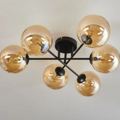 Plafonnier - Verre 15 cm Chehalis Ambre, 6 lumières