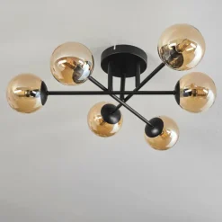Plafonnier - Verre 10 cm Chehalis Ambre, 6 lumières
