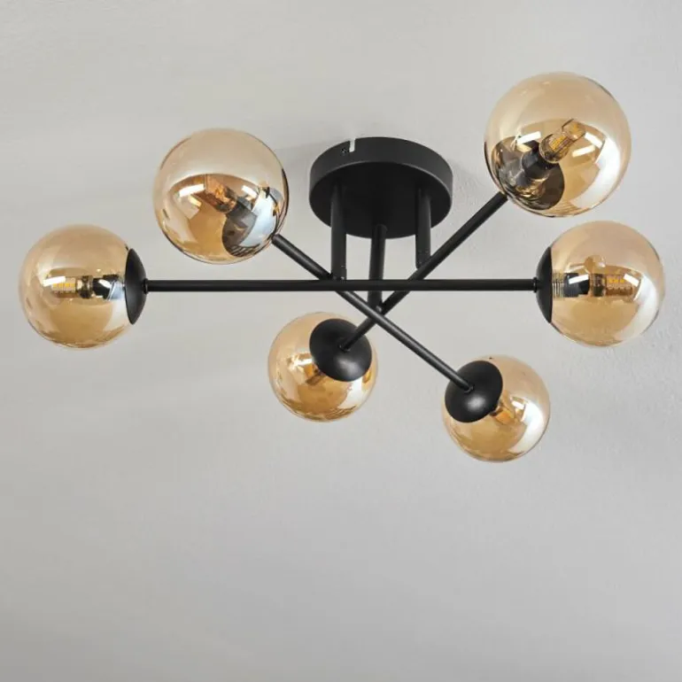 Plafonnier - Verre 10 cm Chehalis Ambre, 6 lumières