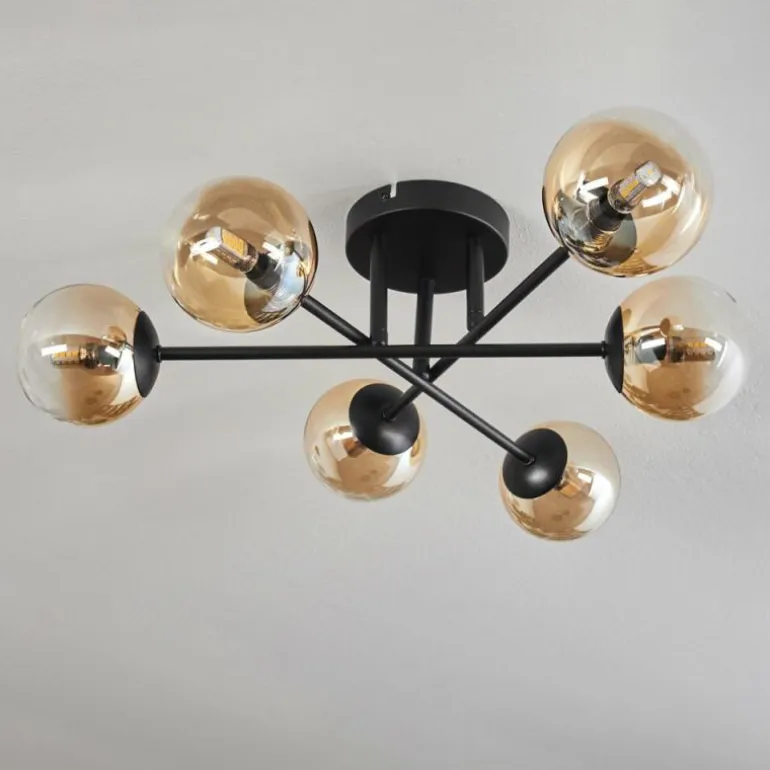 Plafonnier - Verre 10 cm Chehalis Ambre, Clair, 6 lumières