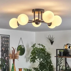 Plafonnier - Verre 10 cm Chehalis Blanc, 6 lumières