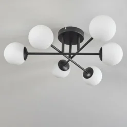 Plafonnier - Verre 10 cm Chehalis Blanc, 6 lumières