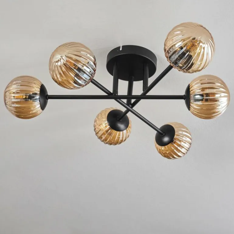 Plafonnier - Verre 10 cm Chehalis Ambre, 6 lumières