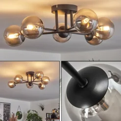 Plafonnier - Verre 10 cm Chehalis Fumé, 6 lumières