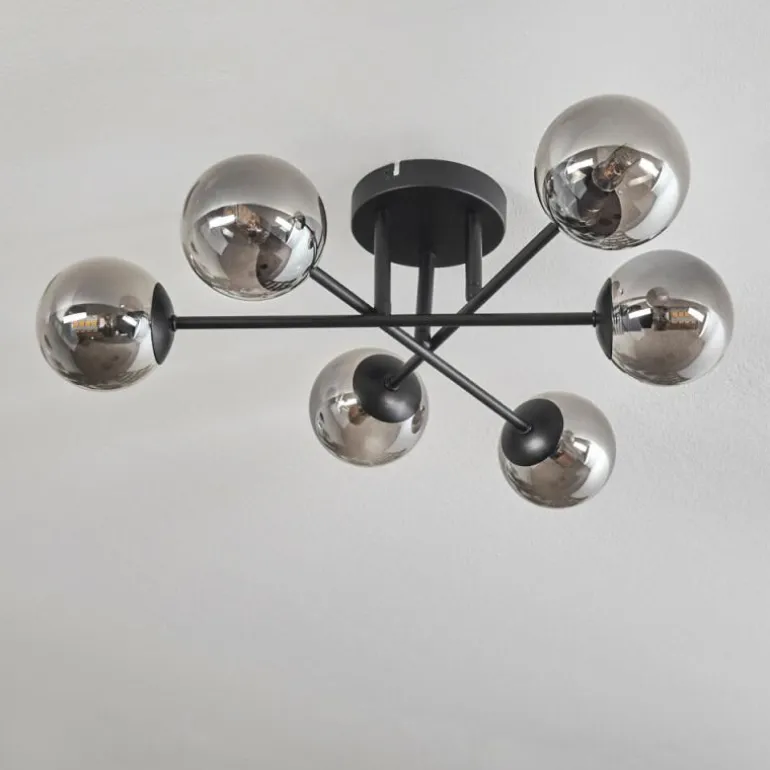 Plafonnier - Verre 10 cm Chehalis Fumé, 6 lumières