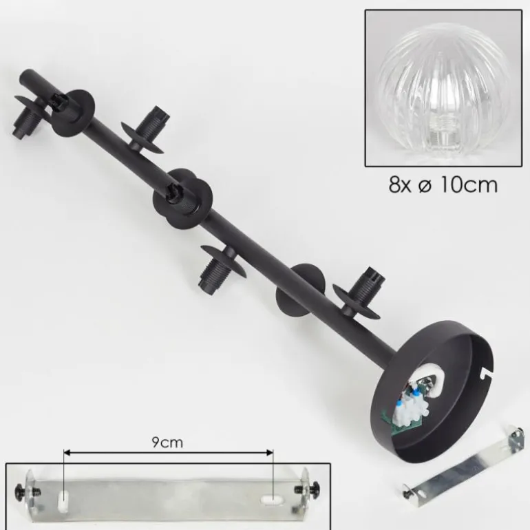 Plafonnier - Verre 10 cm Chehalis Clair, 8 lumières