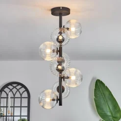 Plafonnier - Verre 12 cm Chehalis Clair, 8 lumières