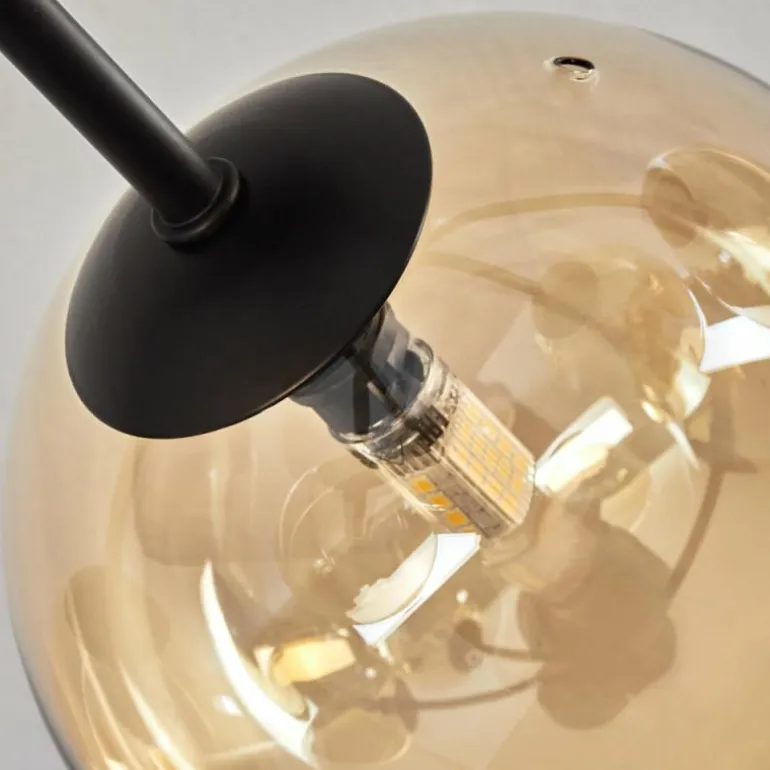 Plafonnier - Verre 15 cm Chehalis Ambre, Fumé, 6 lumières