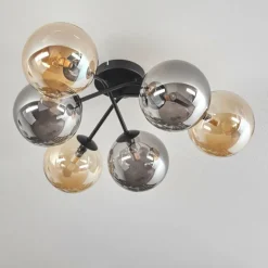 Plafonnier - Verre 15 cm Chehalis Ambre, Fumé, 6 lumières