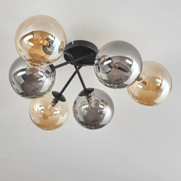 Plafonnier - Verre 15 cm Chehalis Ambre, Fumé, 6 lumières