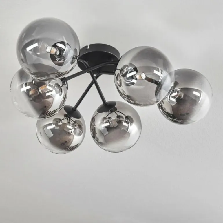 Plafonnier - Verre 15 cm Chehalis Clair, Fumé, 6 lumières