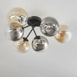 Plafonnier - Verre 15 cm Chehalis Ambre, Clair, Fumé, 6 lumières