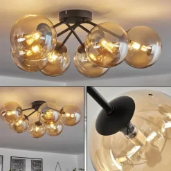 Plafonnier - Verre 15 cm Chehalis Ambre, 6 lumières