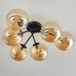 Plafonnier - Verre 15 cm Chehalis Ambre, 6 lumières