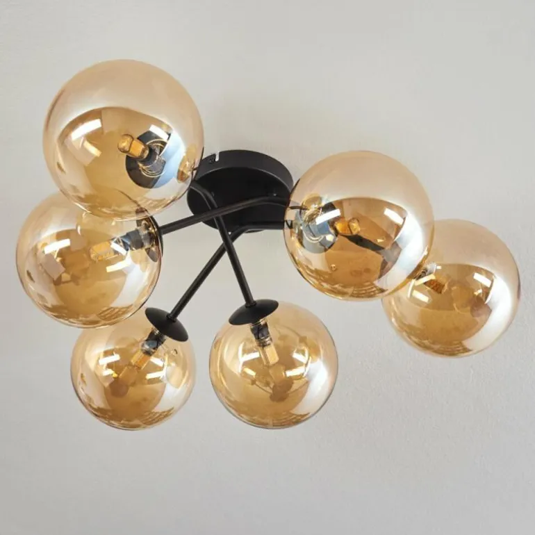 Plafonnier - Verre 15 cm Chehalis Ambre, 6 lumières