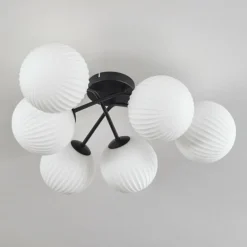 Plafonnier - Verre 15 cm Chehalis Blanc, 6 lumières