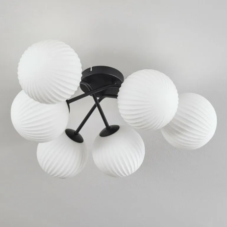 Plafonnier - Verre 15 cm Chehalis Blanc, 6 lumières