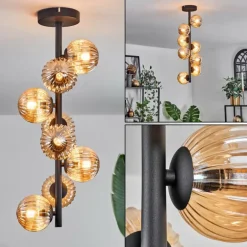 Plafonnier - Verre 10 cm Chehalis Ambre, 8 lumières
