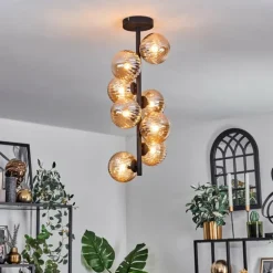 Plafonnier - Verre 12 cm Chehalis Ambre, 8 lumières