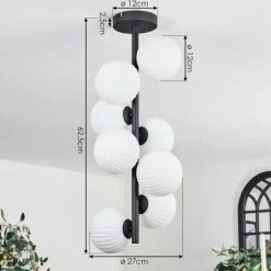 Plafonnier - Verre 12 cm Chehalis Blanc, 8 lumières