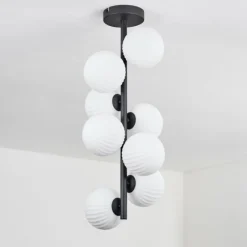 Plafonnier - Verre 12 cm Chehalis Blanc, 8 lumières