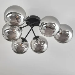 Plafonnier - Verre 15 cm Chehalis Fumé, 6 lumières