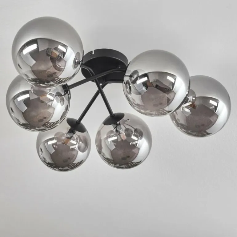Plafonnier - Verre 15 cm Chehalis Fumé, 6 lumières