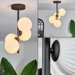 Plafonnier - Verre 12 cm Chehalis Blanc, 4 lumières