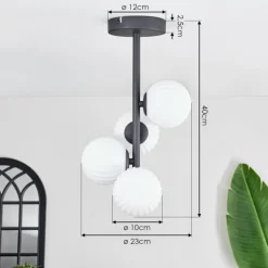 Plafonnier - Verre 10 cm Chehalis Blanc, 4 lumières